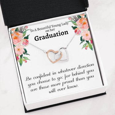 Young Lady On Her Graduation Interlocking Hearts Necklace - Love You This Much